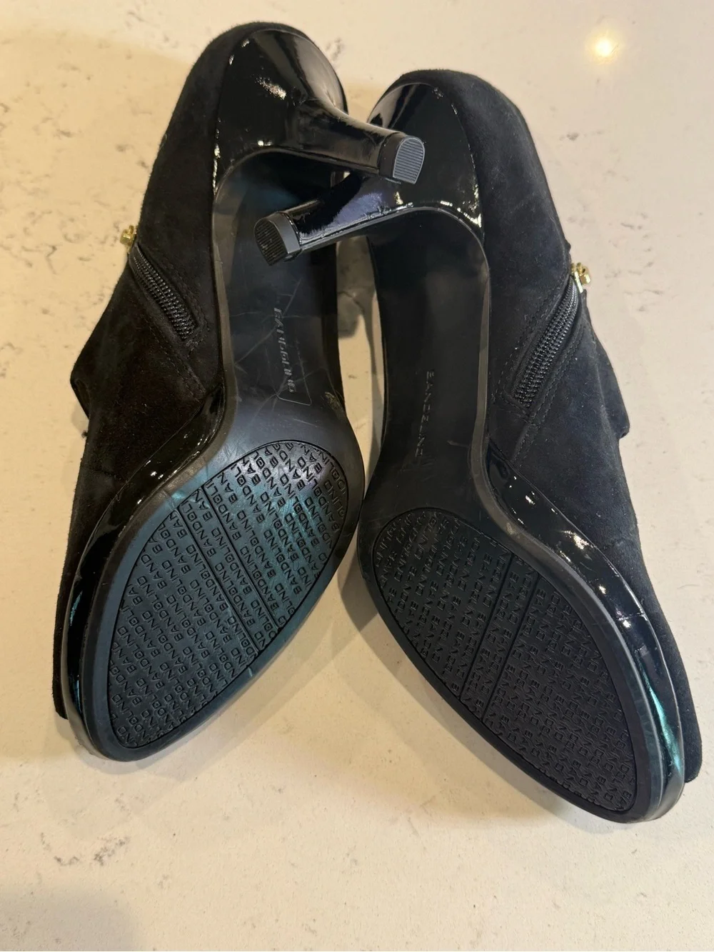 Bandolino Black Suede Peep-Toe Heels - Size 10